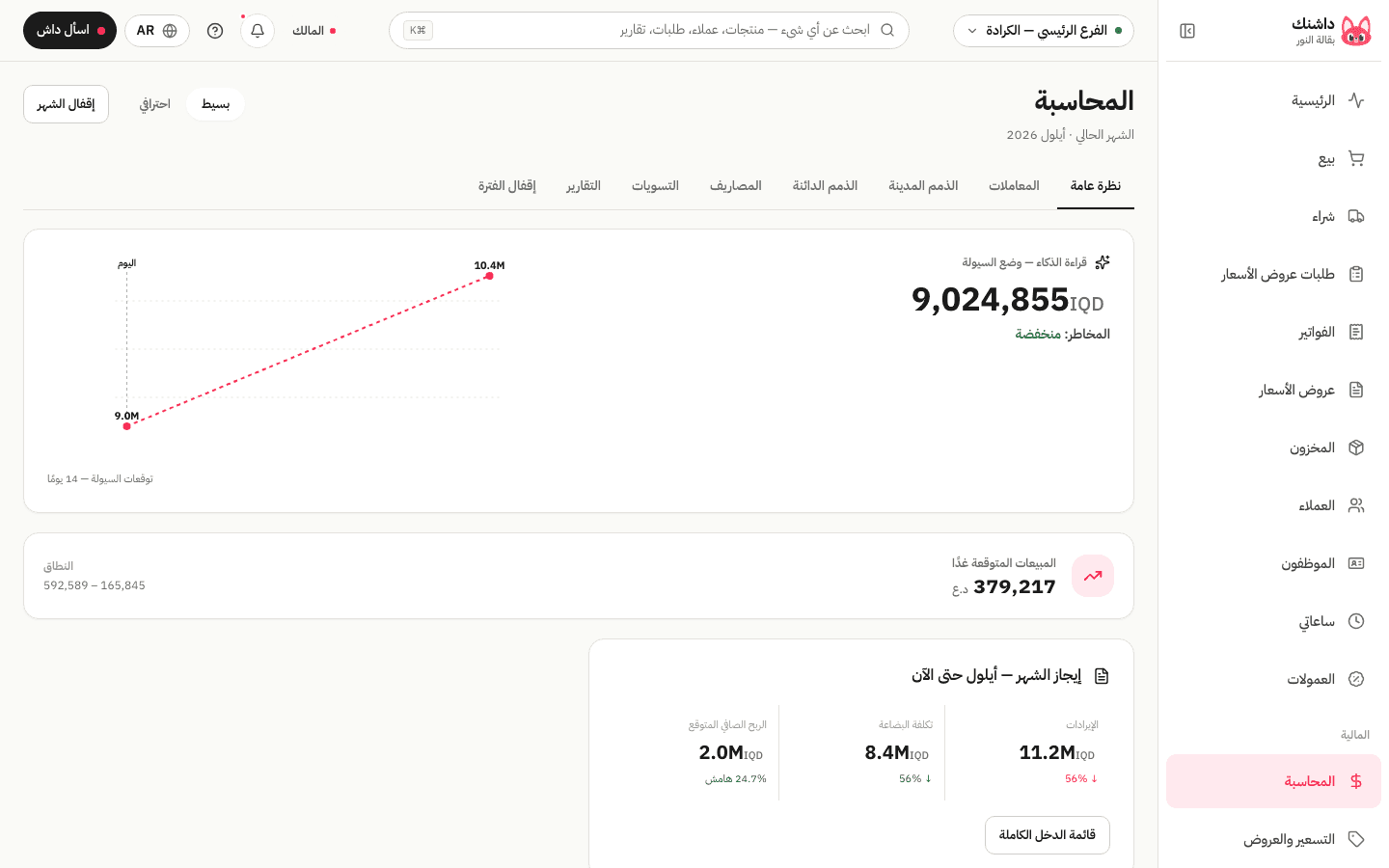 نظرة عامة على المال