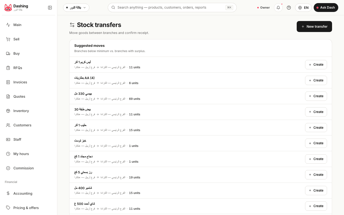 Stock transfers
