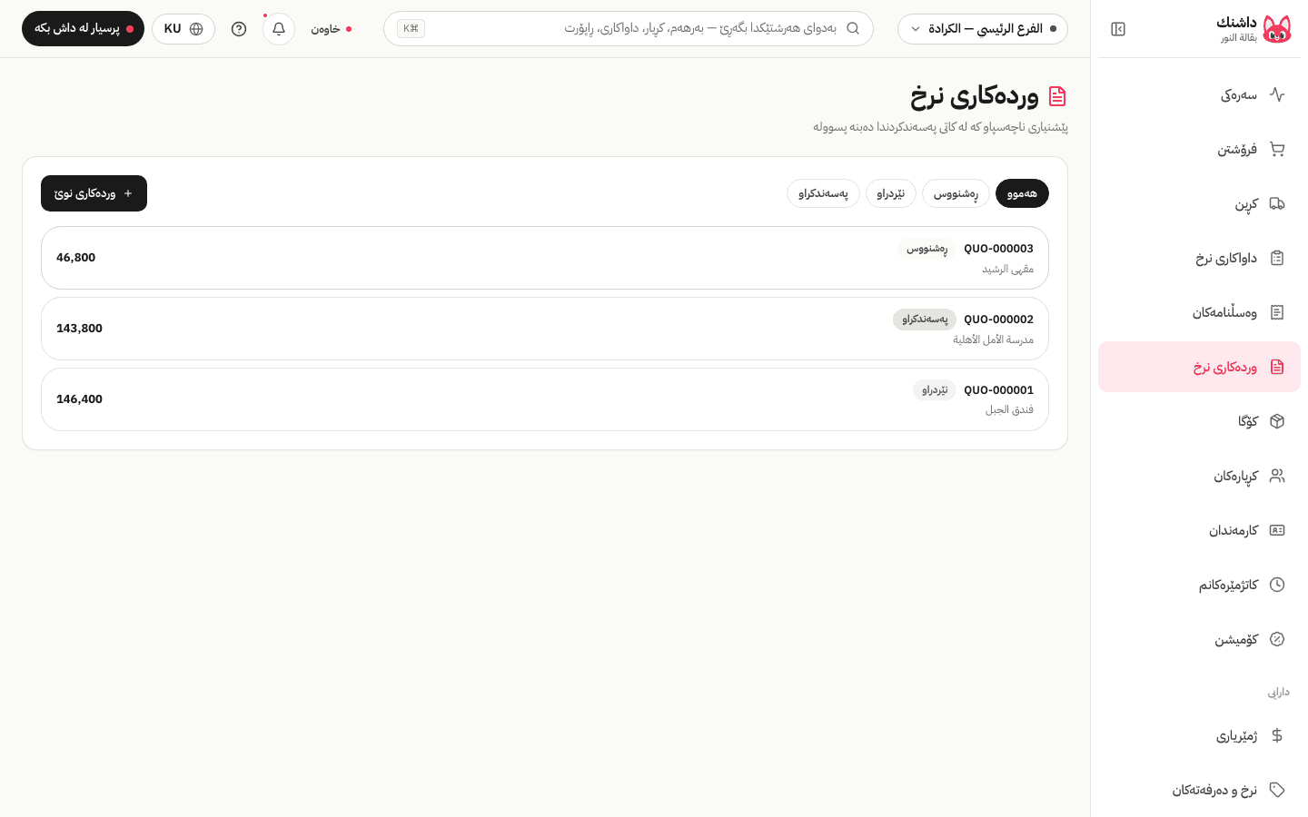 پێشنیاری نرخ